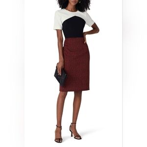 Jason Wu Red Jacquard Colorblock Dress